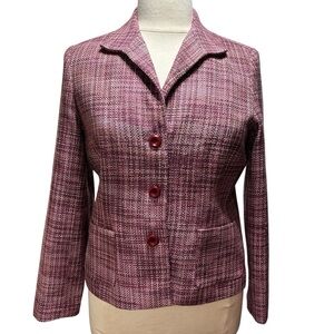 Jaclyn Smith Women's Burgundy Tweed Blazer Size‎ 16